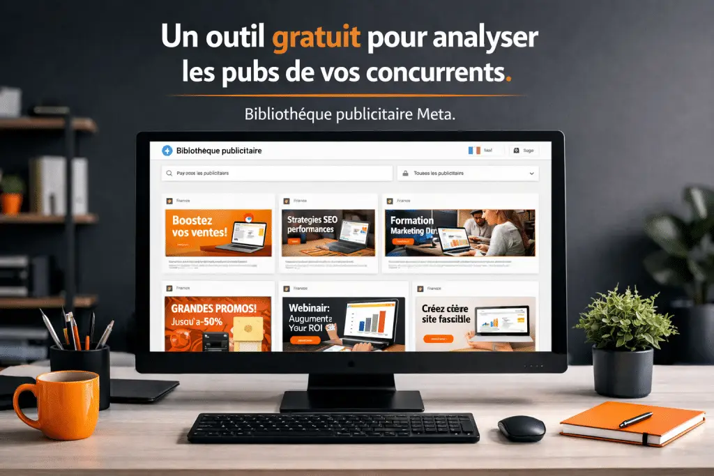 Outil gratuit Meta Ad Library pour analyser les publicités Facebook et Instagram des concurrents.