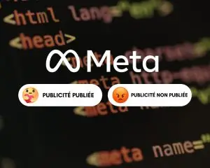 Visuel comparant une publicité Meta acceptée et une publicité refusée sur Facebook et Instagram, illustrant les règles de validation des annonces.